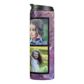 Lila Amethyst-Edelstein-Foto-Collage Monogramm Thermosbecher (Nach rechts gedreht)