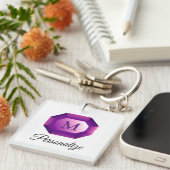 Lila Amethyst-Edelsteine-Monogramm Schlüsselanhänger (Vorderseite rechts)