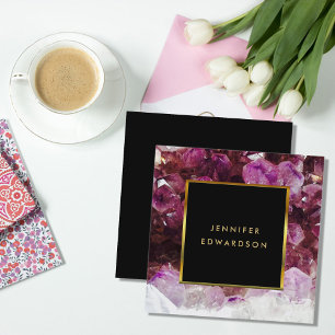 Lila amethyst Edelsteinkristall beruflich Quadratische Visitenkarte