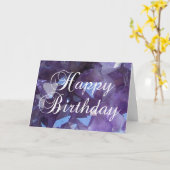 Lila Amethyst Februar Birthstone Happy Birthday Karte (Gelbe Blume)