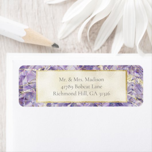 Lila Amethyst Gemstone Rücksendeadressen-Aufkleber (Insitu)