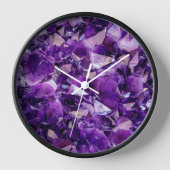 Lila Amethyst Geode Crystal Gemstone Wall Clock Uhr (Vorderseite)
