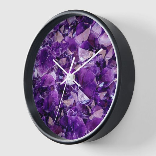 Lila Amethyst Geode Crystal Gemstone Wall Clock Uhr (Winkel)