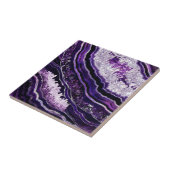 Lila Amethyst Geode und Silberne digitale Kunst Fliese (Seite)