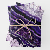 Lila Amethyst Geode und Silberne digitale Kunst Geschenkpapier Set (Beispiel)