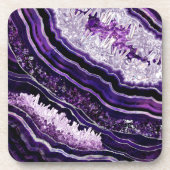 Lila Amethyst Geode und Silberne digitale Kunst Getränkeuntersetzer (Vorderseite)