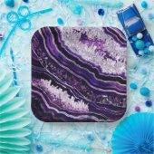 Lila Amethyst Geode und Silberne digitale Kunst Pappteller (Party)