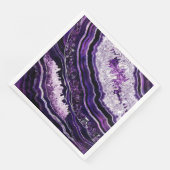 Lila Amethyst Geode und Silberne digitale Kunst Serviette (Ecke)