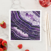 Lila Amethyst Geode und Silberne digitale Kunst Serviette (Beispiel)