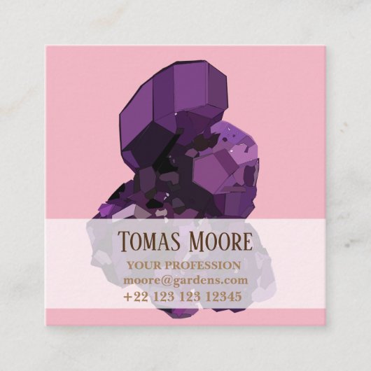 Lila Amethyst Geschäfts-Karten Quadratische Visitenkarte (Vorderseite)