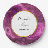 Lila Amethyst & Gold Abstrakte Agate-Hochzeit Pappteller (Vorderseite)