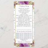 Lila Amethyst Gold Glitter Rahmen Hochzeitsprogram Programm (Rückseite)