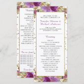 Lila Amethyst Gold Glitter Rahmen Hochzeitsprogram Programm (Vorne/Hinten)