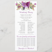 Lila Amethyst-Gold-Glitzer-Hochzeitsprogramm Programm (Rückseite)