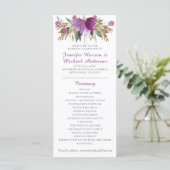 Lila Amethyst-Gold-Glitzer-Hochzeitsprogramm Programm (Stehend Vorderseite)