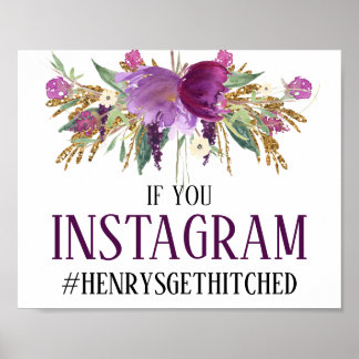 Lila Amethyst Gold Glitzern Instagram Zeichen Poster