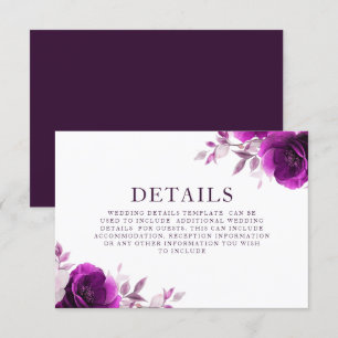 Lila Amethyst & Indigo, Lilac Wedding Details Begleitkarte