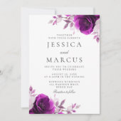 Lila Amethyst Indigo & Violet Blumenhochzeit Einladung (Vorderseite)