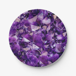 Lila Amethyst Kristallgeode Edelsteine-Papierplatt Pappteller