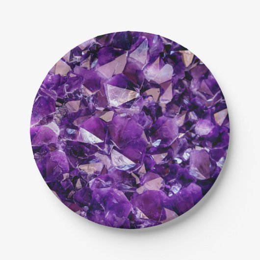Lila Amethyst Kristallgeode Edelsteine-Papierplatt Pappteller (Vorderseite)