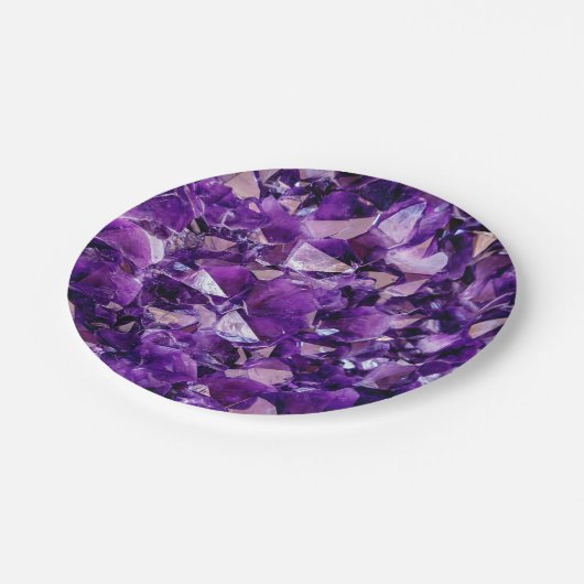 Lila Amethyst Kristallgeode Edelsteine-Papierplatt Pappteller (Schrägansicht)