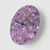 Lila Amethyst Kristallsteindruck Runde Wanduhr (Winkel)
