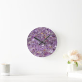 Lila Amethyst Kristallsteindruck Runde Wanduhr (Zuhause)