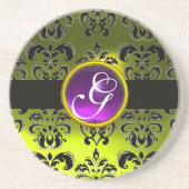 LILA Amethyst-Monogramm Sandstein Untersetzer (Vorne)