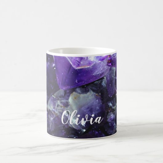 Lila amethyst personalisierter Name Kaffeetasse (Mittel)