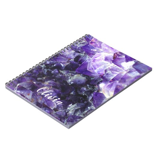 Lila amethyst personalisierter Name Notizblock (Linke Seite)