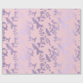 Lila Amethyst Pink Foils Hummingbird Blume Geschenkpapier (Flach)
