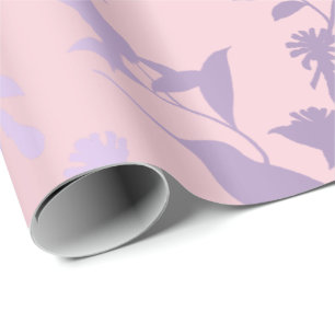 Lila Amethyst Pink Foils Hummingbird Blume Geschenkpapier