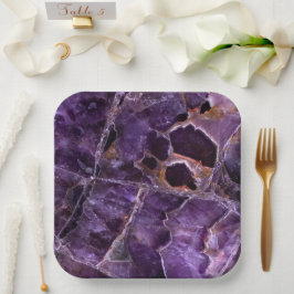 Lila Amethyst Quartz Crystal Pappteller