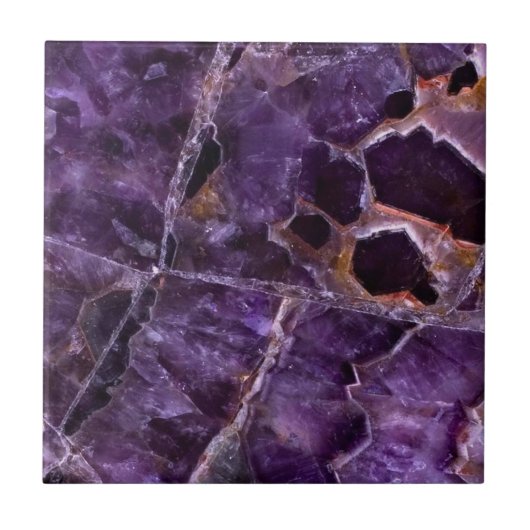 Lila Amethyst Quarz Crystal Print Keramik Tile Fliese (Vorderseite)