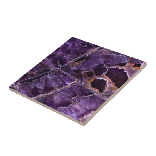 Lila Amethyst Quarz Crystal Print Keramik Tile Fliese (Seite)