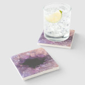 Lila Amethyst Steinuntersetzer (Seitenansicht)