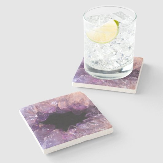 Lila Amethyst Steinuntersetzer (Seitenansicht)