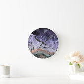 Lila Amethyst Stone Crystals Geode Foto Custom Runde Wanduhr (Zuhause)