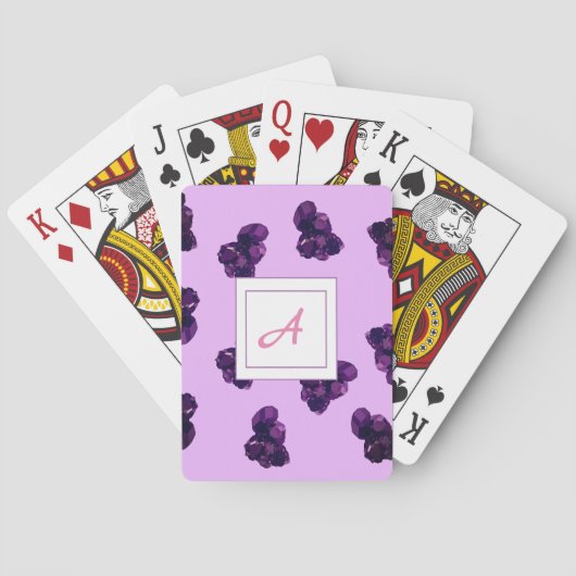 Lila Amethyst Stones Monogram Playing Cards Spielkarten (Rückseite)