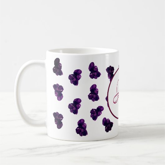 Lila Amethyst Stones Muster Klassische Tasse (Links)