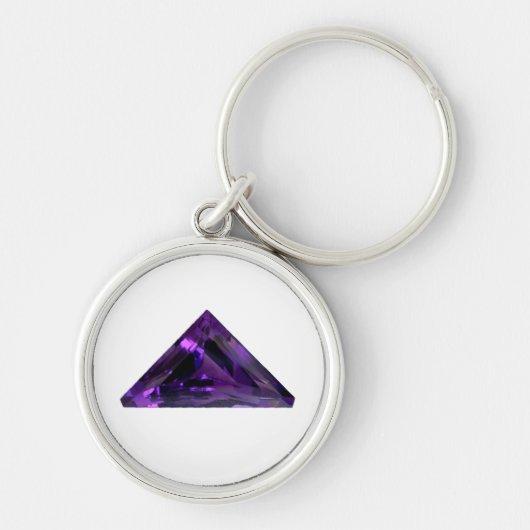 Lila Amethyst Triangle Gemstone Schlüsselanhänger (Vorne)