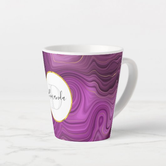Lila Amethyst und Abstraktes Agate Monogramm Milchtasse (Rechte Ecke)