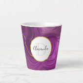 Lila Amethyst und Abstraktes Agate Monogramm Milchtasse (Vorderseite)