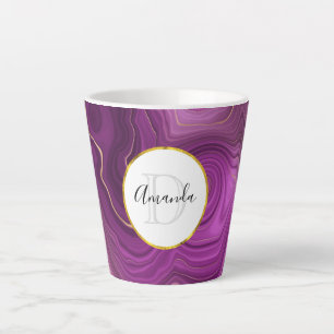Lila Amethyst und Abstraktes Agate Monogramm Milchtasse