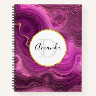 Lila Amethyst und Abstraktes Agate Monogramm Notizblock