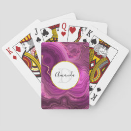 Lila Amethyst und Abstraktes Agate Monogramm Spielkarten