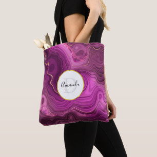 Lila Amethyst und Abstraktes Agate Monogramm Tasche