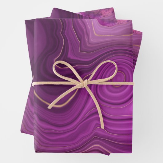 Lila Amethyst und Abstraktes Gold Geschenkpapier Set (Beispiel)
