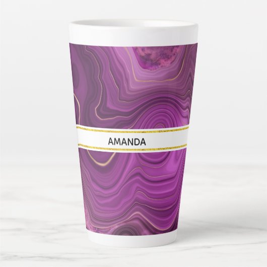 Lila Amethyst und Abstraktes Gold Milchtasse (Vorderseite)