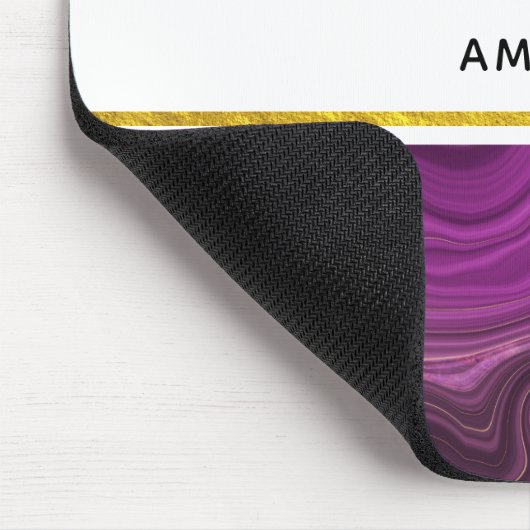 Lila Amethyst und Abstraktes Gold Mousepad (Ecke)